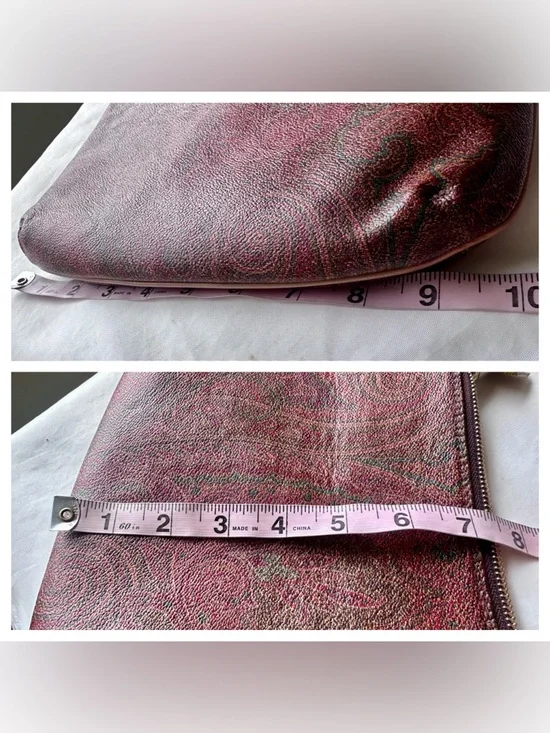 ETRO Paisley Shoulder Bag Leather Trim Italy - Picture 10 of 11